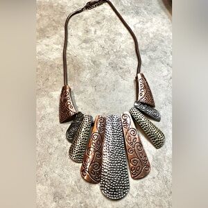 Artisan Copper and Silver Tone Necklace unique design